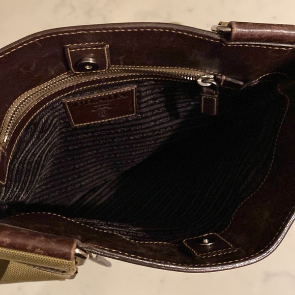 Prada Canapa Brown Jacquard leather messenger bag unisex - Picture 3 of 9